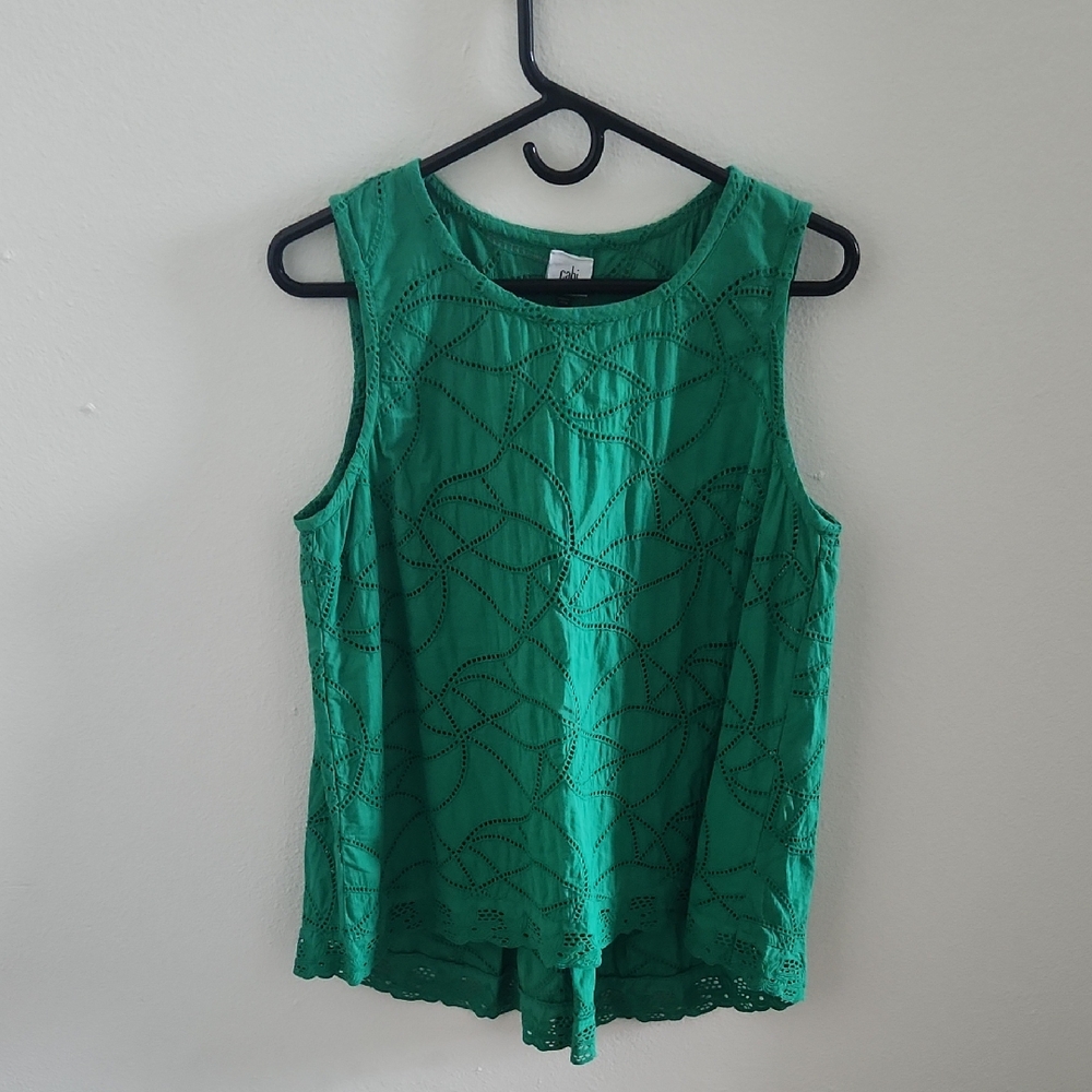 CAbi Green Lace Detail Tank Top